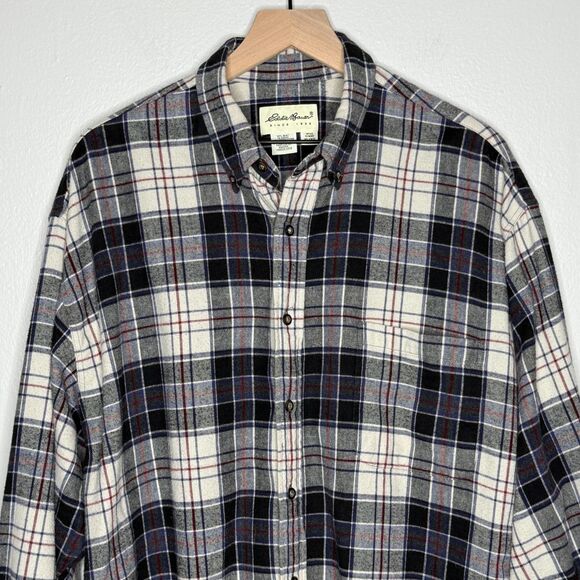 Eddie Bauer Mens Button Up Flannel Shirt XL Blue Cotton Lumberjack Cabin Cozy - Picture 5 of 12